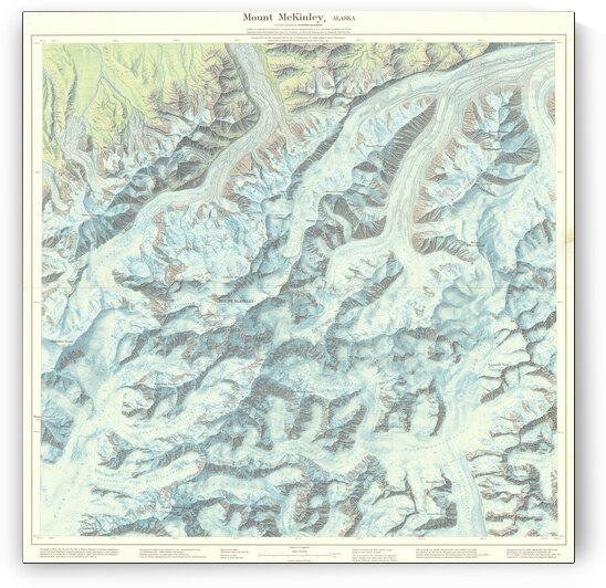 1973 Map of Mount McKinley Now Denali – Detailed Topographic Map of Alaska’s Tallest Peak Featuring Elevation Contours Glaciers Trails and Park Features in Denali National Park and Preserve by History In Your Home