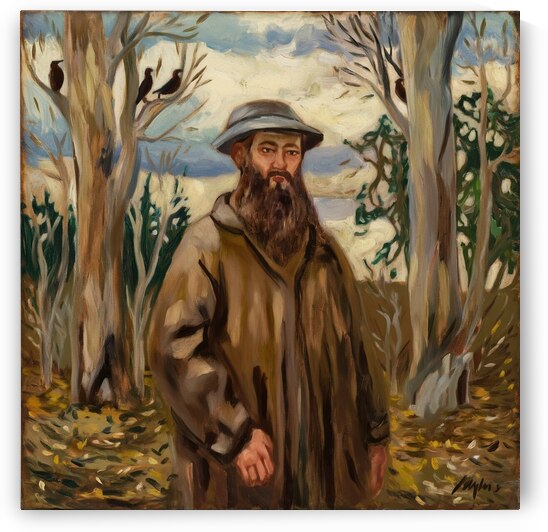 a rustic painting of a man with a long beard stan by Lotfi78