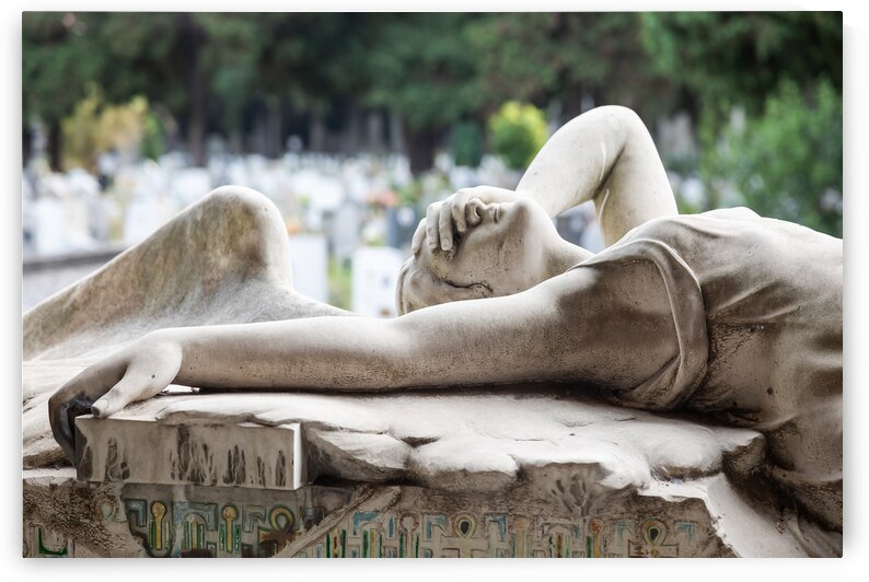 Genoa Italy   desperate angel crying on Ribaudo family tomb 19 by Paolo Modena