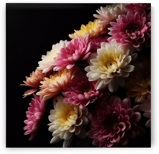 Chrysanthemums realistic photo in full black by Nature s Child
