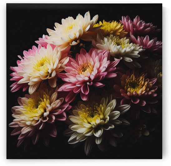 Chrysanthemums realistic photo in full black by Nature s Child
