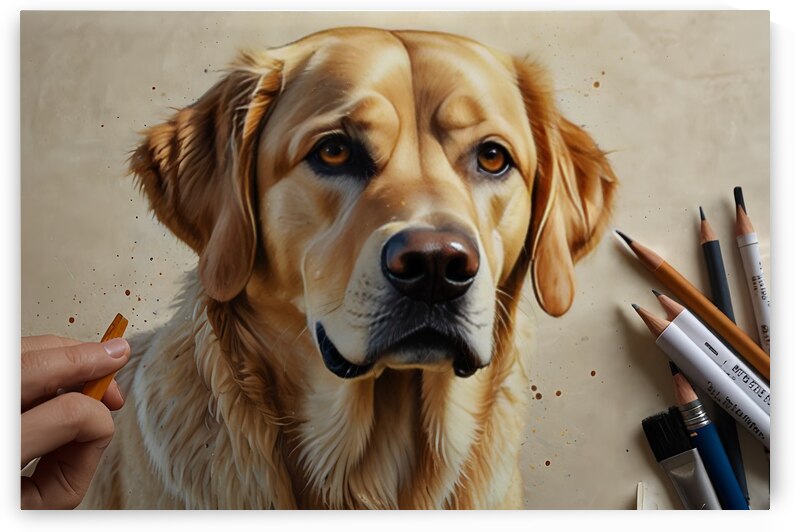 Heartwarming Labrador Watercolor Portrait – Lifelike Dog Art for Pet Lovers by Wall Martique
