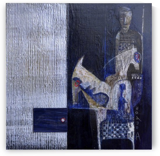 Blue Horserider 1 by Marie-Denise Douyon