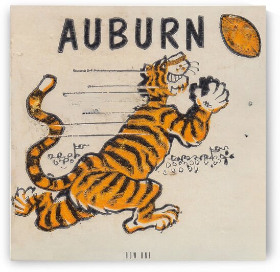1968 Auburn Tiger Cartoon Art by Row One Brand