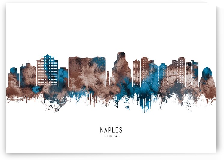 Naples USA Skyline Sepia by Towseef Dar