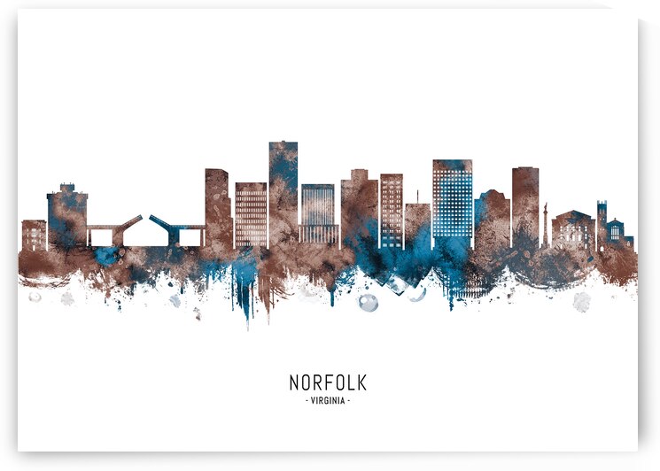 Norfolk Virginia Skyline Sepia by Towseef Dar