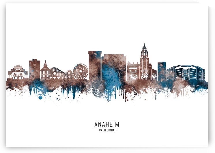 Anaheim California Skyline Sepia by Towseef Dar