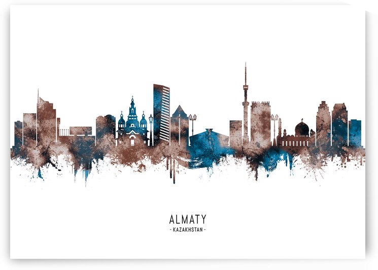 Almaty Kazakhstan Skyline Sepia by Towseef Dar