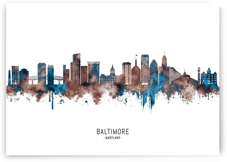 Baltimore Maryland Skyline Sepia by Towseef Dar