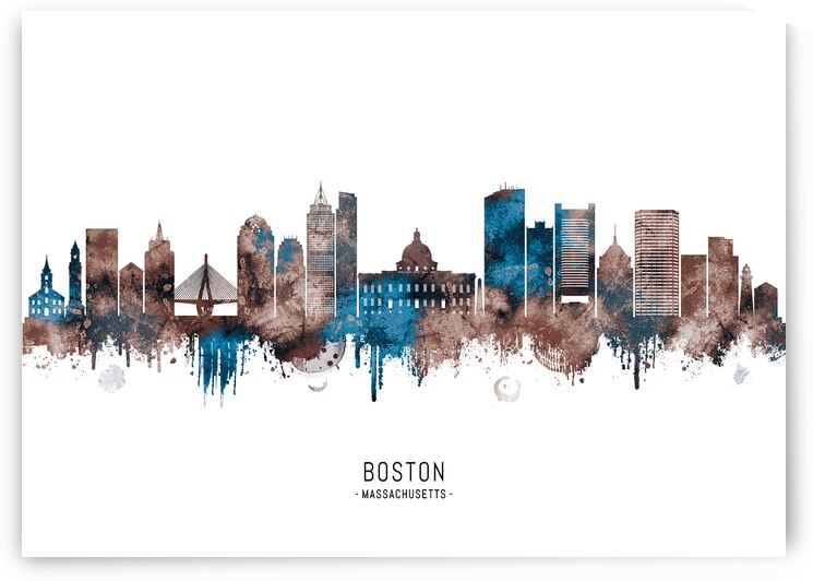 Boston Massachusetts Skyline Sepia by Towseef Dar