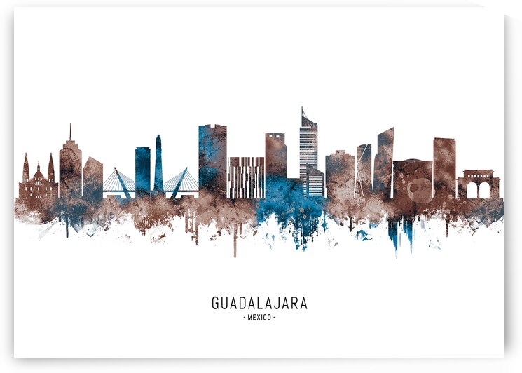 Guadalajara Mexico Skyline Sepia by Towseef Dar