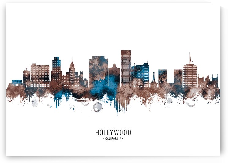 Hollywood California Skyline Sepia by Towseef Dar
