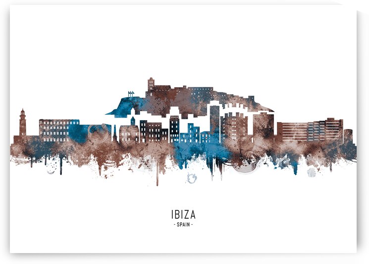 Ibiza Spain Skyline Sepia by Towseef Dar