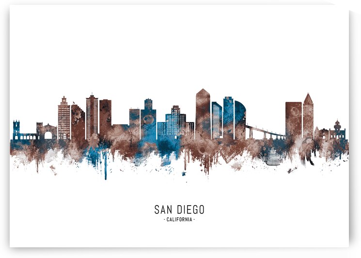 San Diego California Skyline Sepia by Towseef Dar
