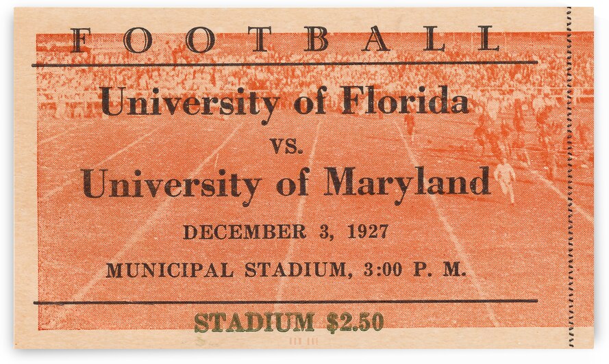 1927 Florida Gators vs. Maryland Terrapins Ticket Art by Row One Brand