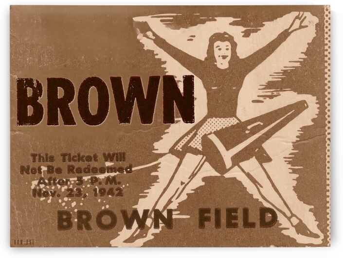 1942 Brown Football Ticket Remix Art by Row One Brand