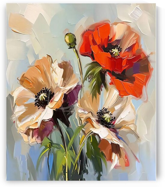 Modern wall decor | beautiful landscape | Poppy flower in a wheat field by Fabd