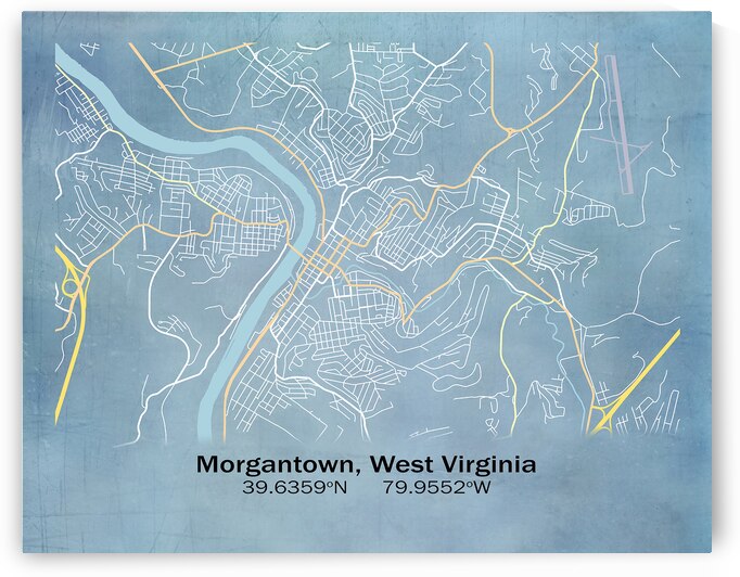 Blueprint of Morgantown WV city streets by Steve Heap