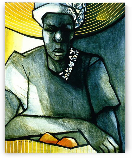 Woman with 2 mangoes by Marie-Denise Douyon