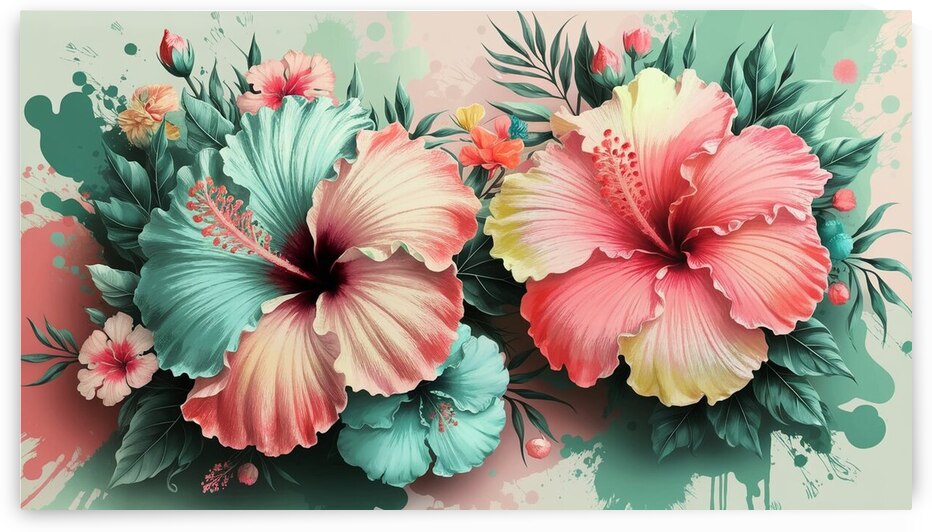 Tropical Elegance: Vibrant Hibiscus Bloom Wall Art  by Mohammed adam