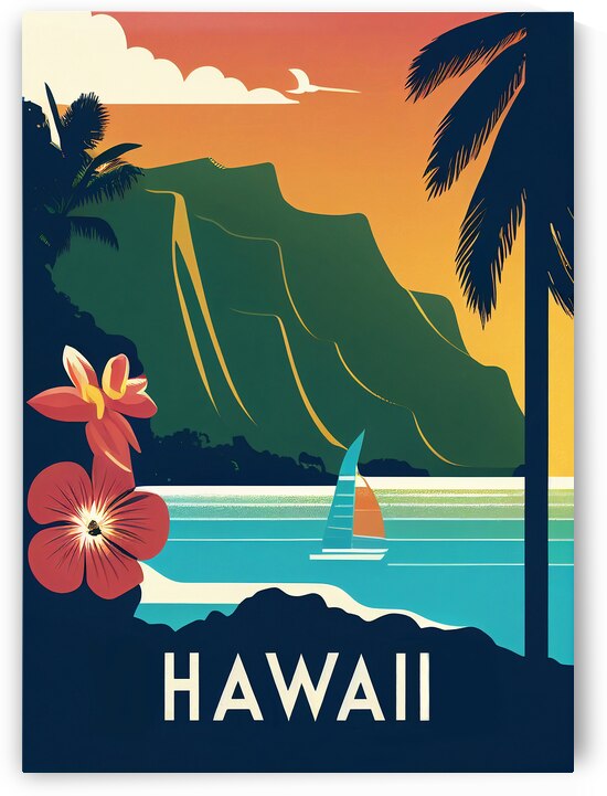 Hawaii vintage travel poster by DELPHIMAGES