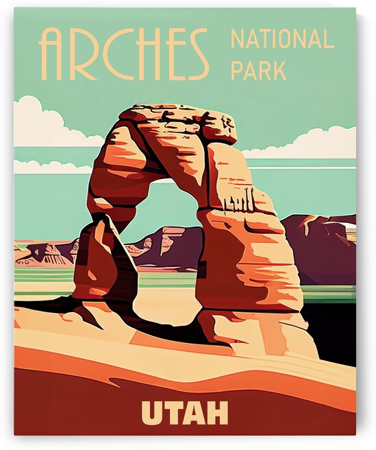 Arches National Park vintage travel poster by DELPHIMAGES