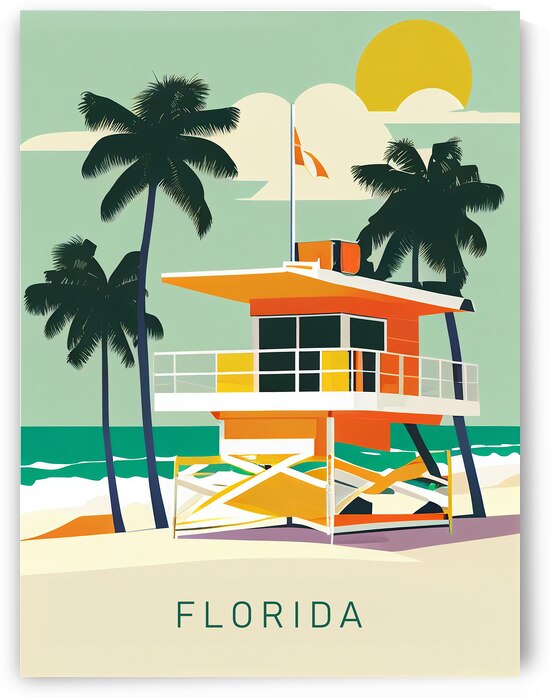 Florida beach travel vintage poster by DELPHIMAGES