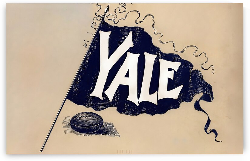 Late 1800s Yale Pennant & Football Art by Row One Brand