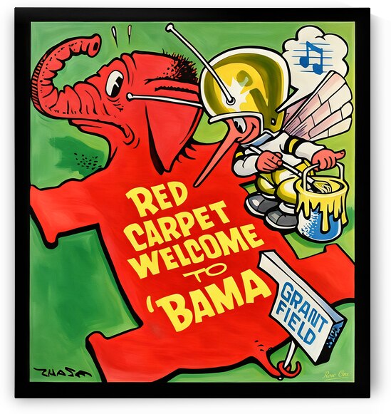 Vintage Georgia Tech vs. Alabama Cartoon Art by Row One Brand