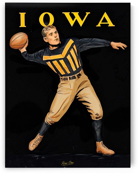 Iowa Hawkeyes Vintage Football Art by Row One Brand
