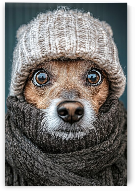 Cozy Winter Pup - Dog in Warm Knitwear by Matthias Hauser
