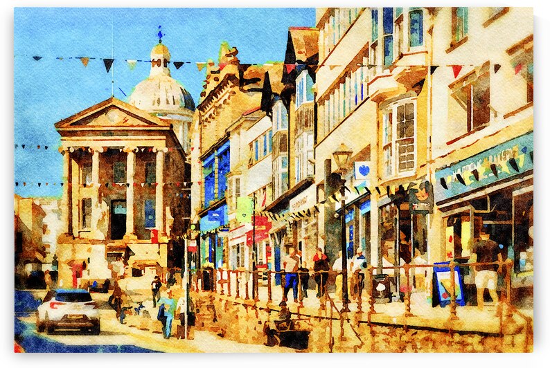 Penzance High Street Cornwall UK Watercolour by Travelling Light