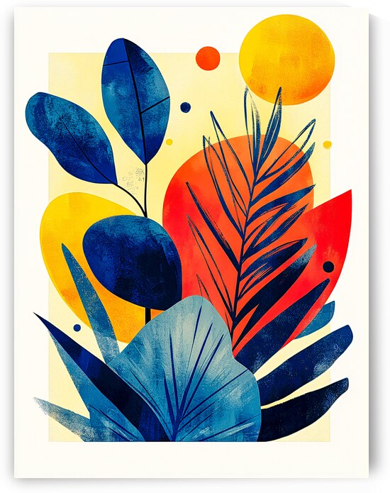Abstract Leaves Red Ochre Navy by Travelling Light