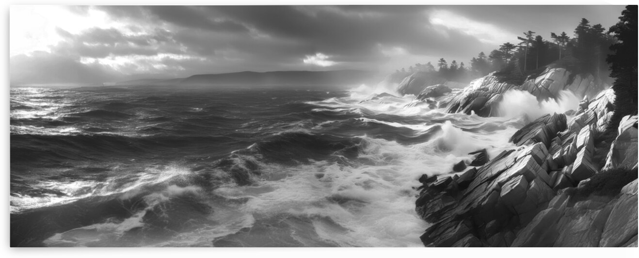 Atlantic Storm Off The Maine Coast BW by Frank Wilson