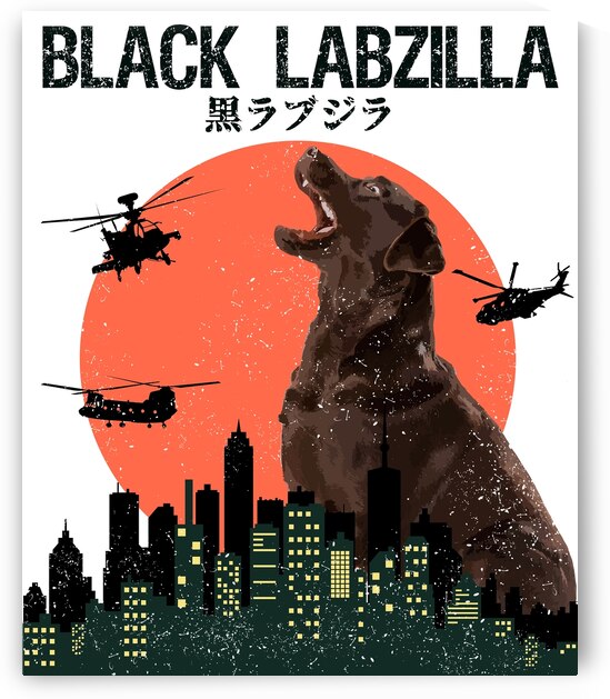 Black Labzilla Funny Labrador Retriever Dog by masterp