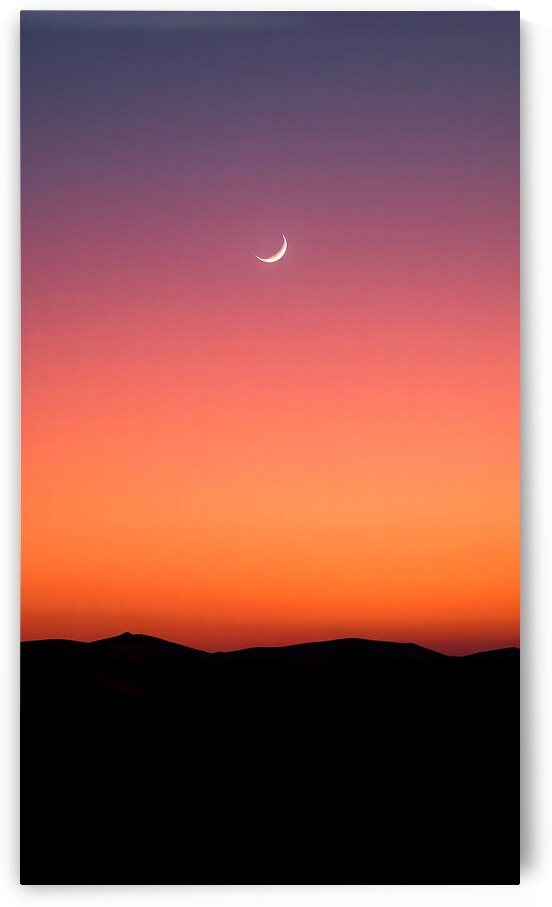 Crescent Moon in Vibrant Dusk Glow by Fab Haven