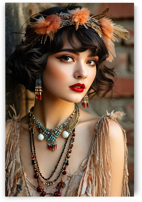 A Beautiful lady at a festival 1920s hall  hote | canvas & framed wall decor by Fabd