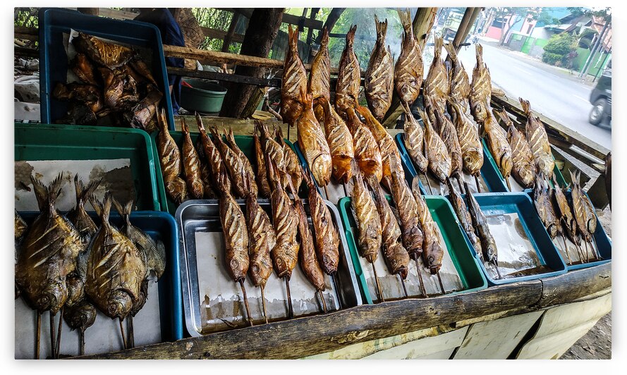 Freshly Grilled Fish Display at Street Market by urbancamshot