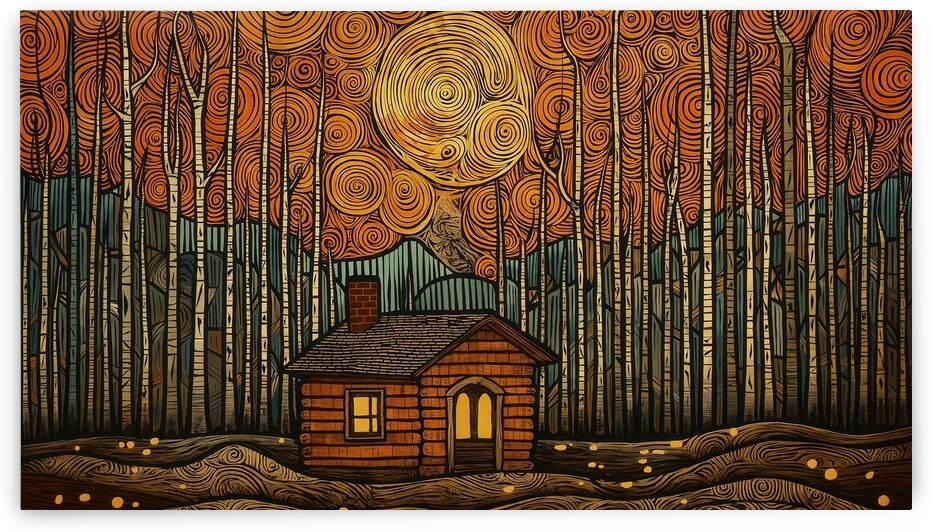 Wood Cabin in the Woods by Dan Canopy