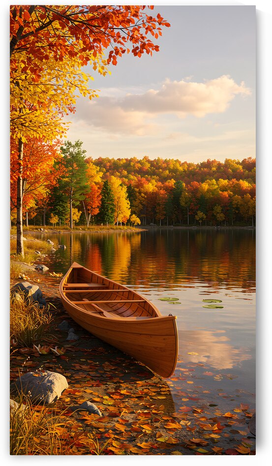 Tranquil Autumn Lake A Serene Reflection of Fall by WallArtShow
