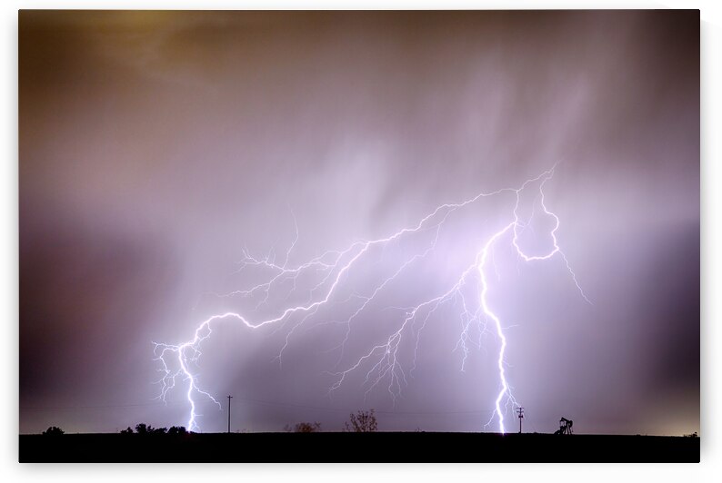 Lightning Strikes The Dacona Oil Fields by Bo Insogna