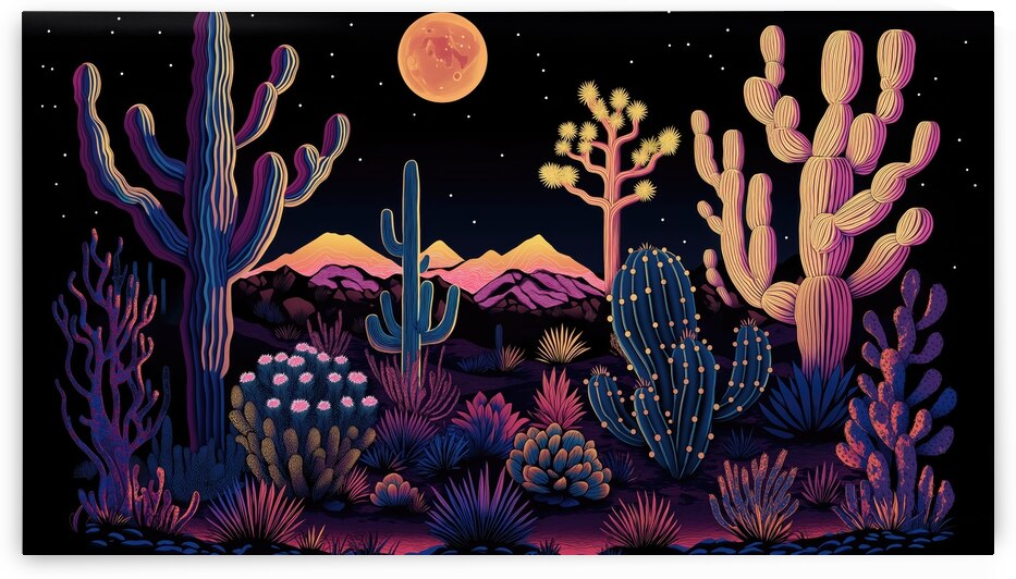  Bioluminescent Cactii in the Dark Desert by Dan Canopy