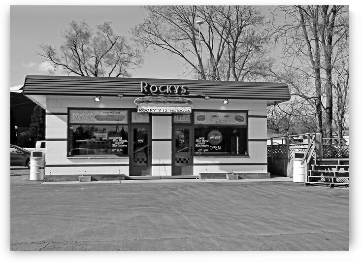 Rocky s Drive In Black And White by Deb Oppermann