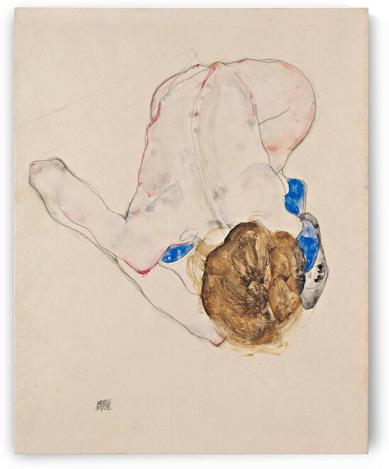 Egon Schiele - Nude with Blue Stockings Bending Forward . 1912 by Wirla