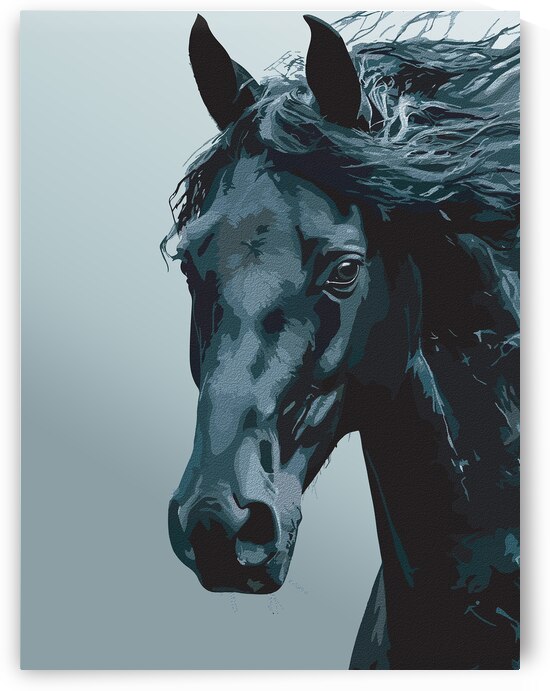 Majestic Black Horse Portrait by Ramy Salah Hefny