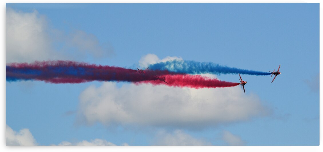 Red Arrows swirling coloured smoke NY International Airshow by Ross Sharp