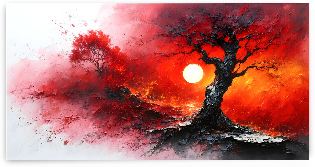 Fiery Sunset Landscape by NurpuArt