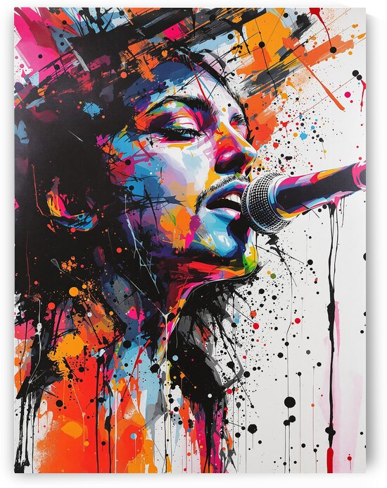 Vibrant Portrait of a Singer in a Burst of Color by REALLY