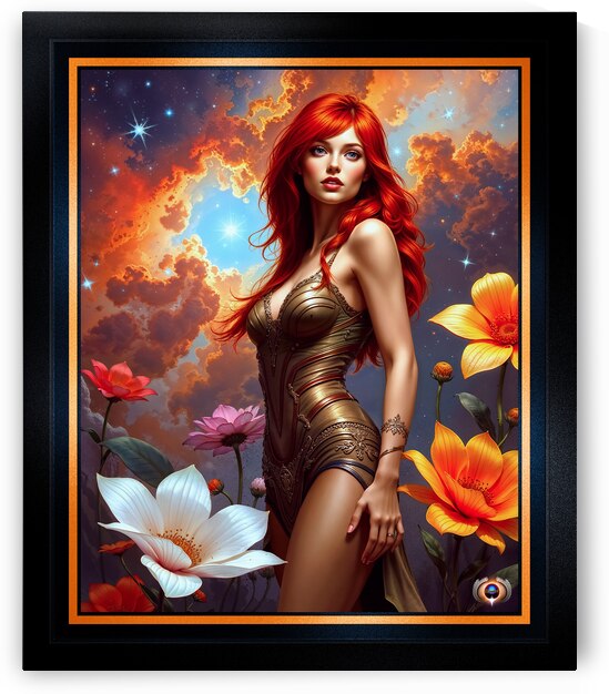 The Redhead Astralis Lysandra Guardian of the Cosmic Garden Captivating AI Concept Art by Xzendor7 by xzendor7
