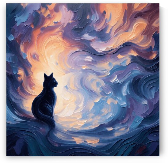 The Watcher: Cat in an Abstract Landscape by Visual Orchid